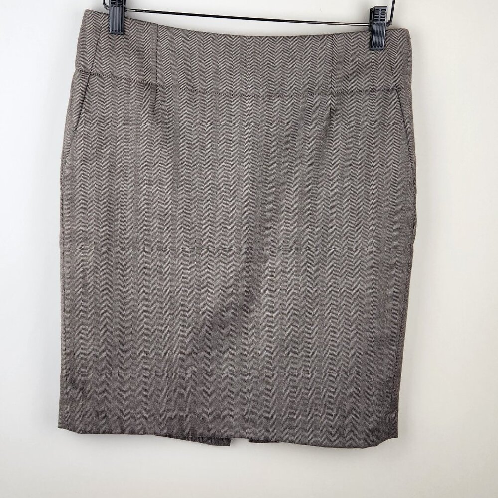 Banana Republic Brown Wool Blend Chevron Pencil Skirt Office Career sz 8